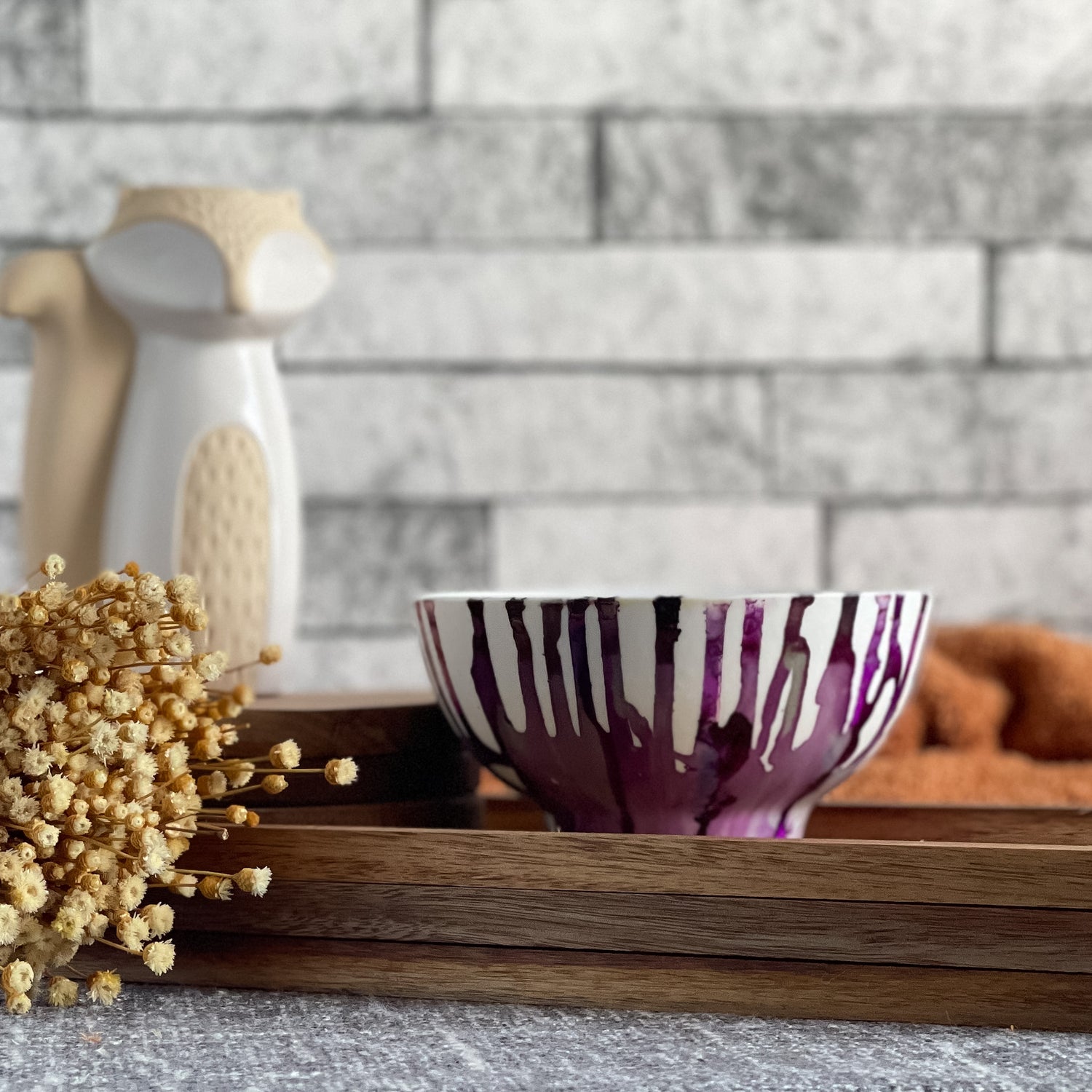 Hand painted purple and white fall candle, unique fall candle, scented soy candle for fall