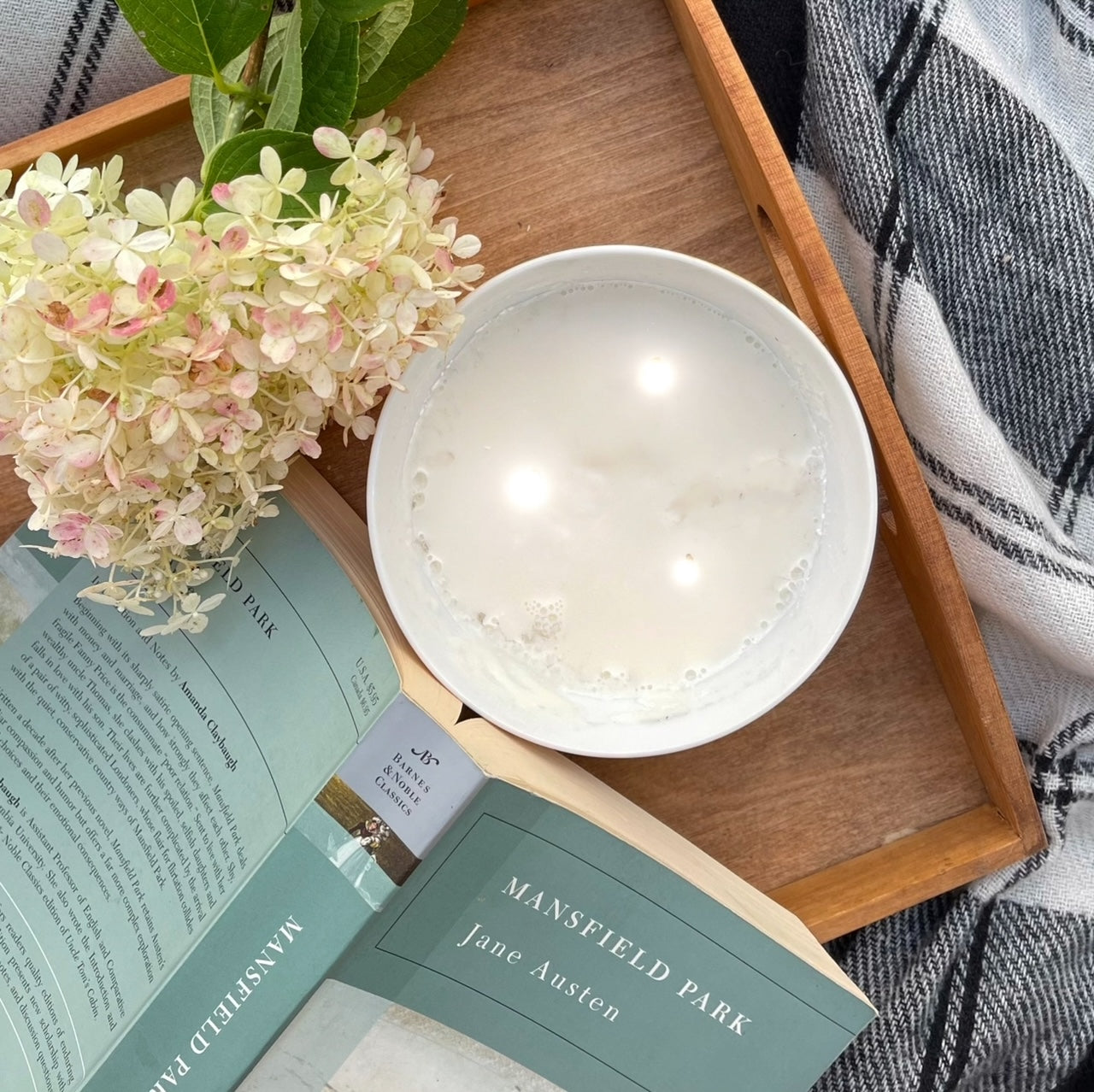 top view of a three wick ceramic candle