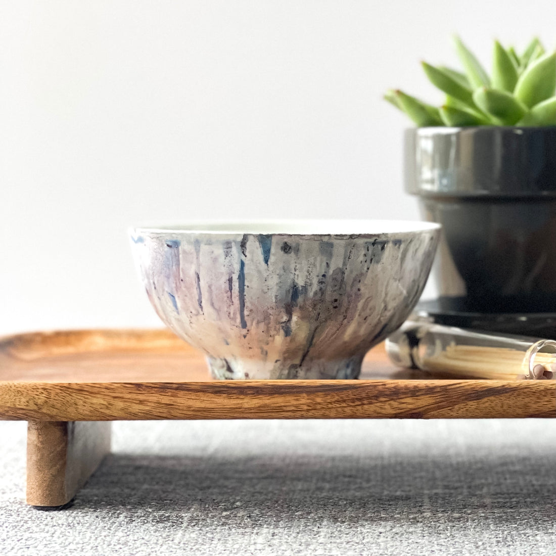 unique candle rustic blue and gray scented soy candle