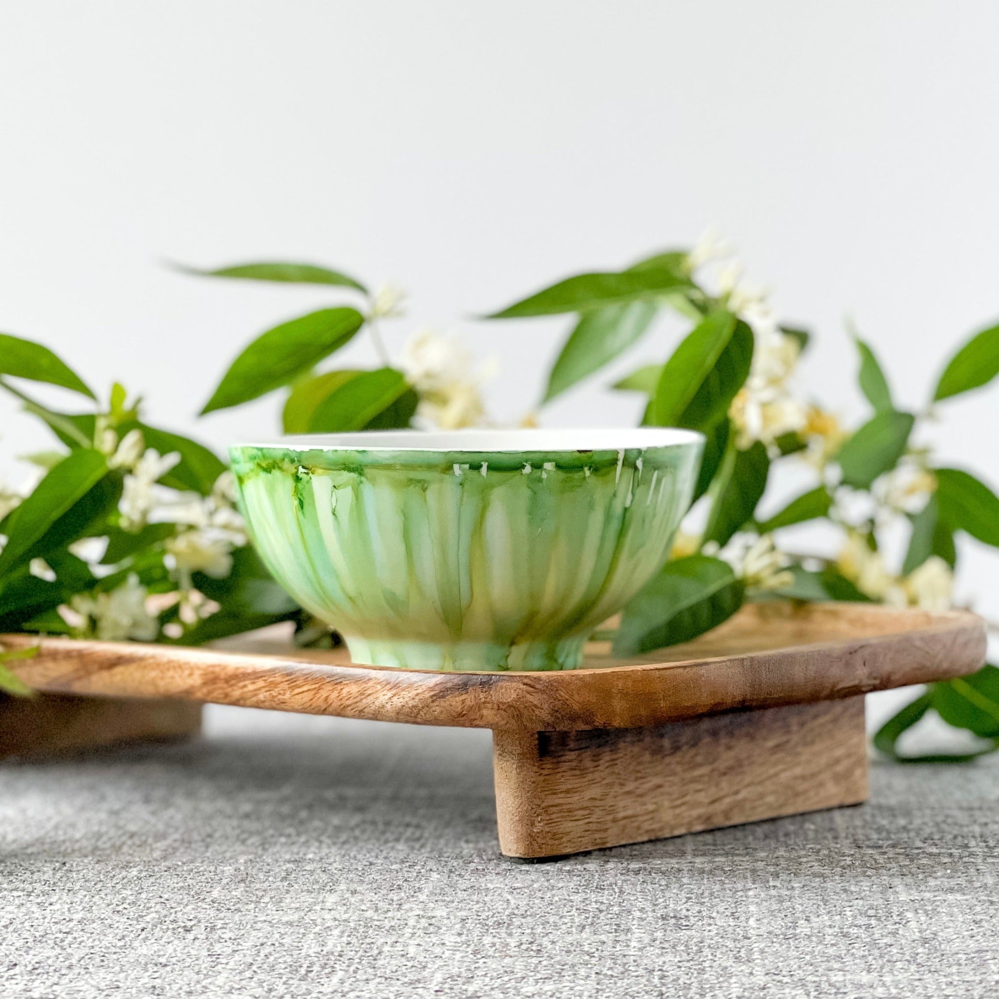 leaf green scented soy candle, unique candle