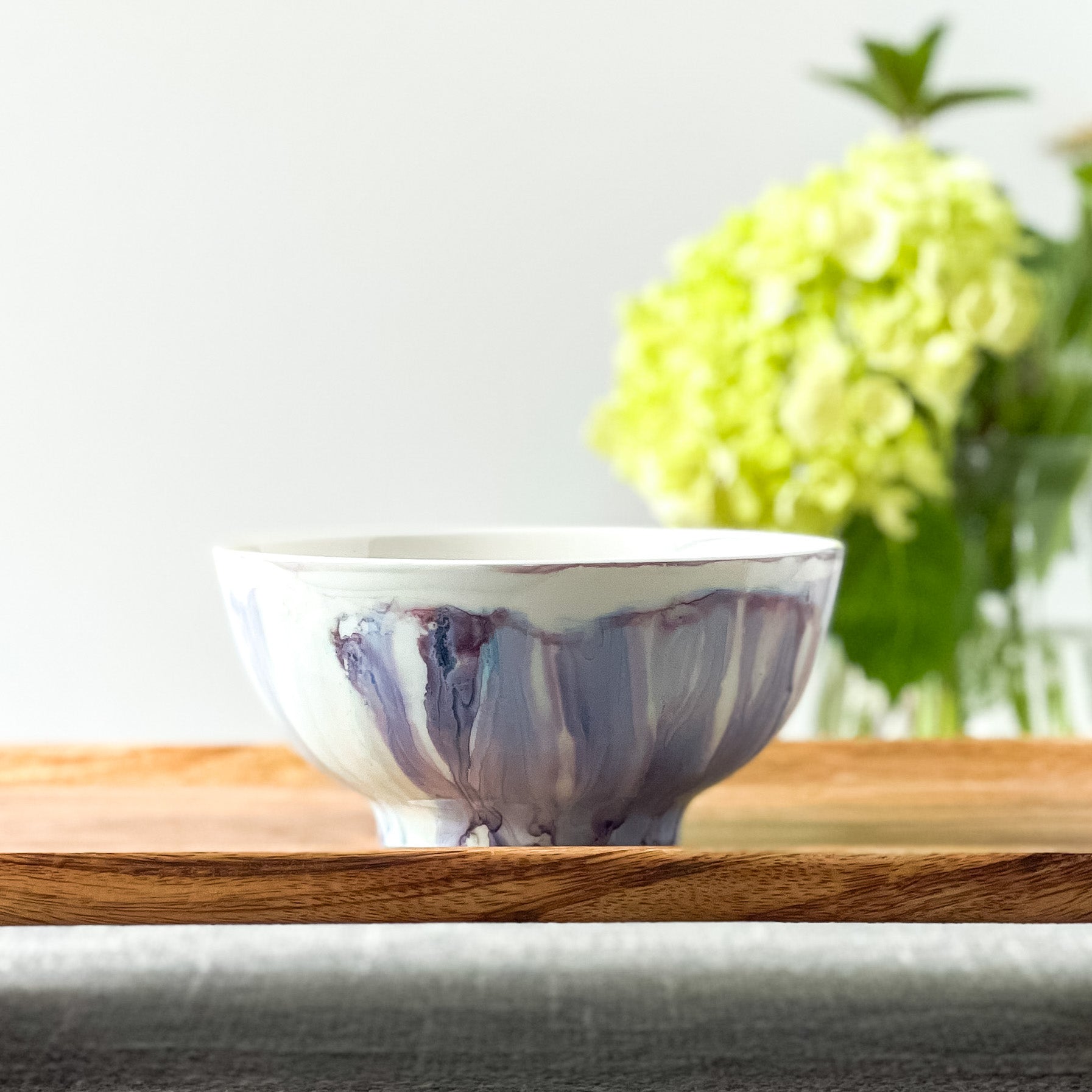 unique candle smoky gray and pale purple scented soy candle