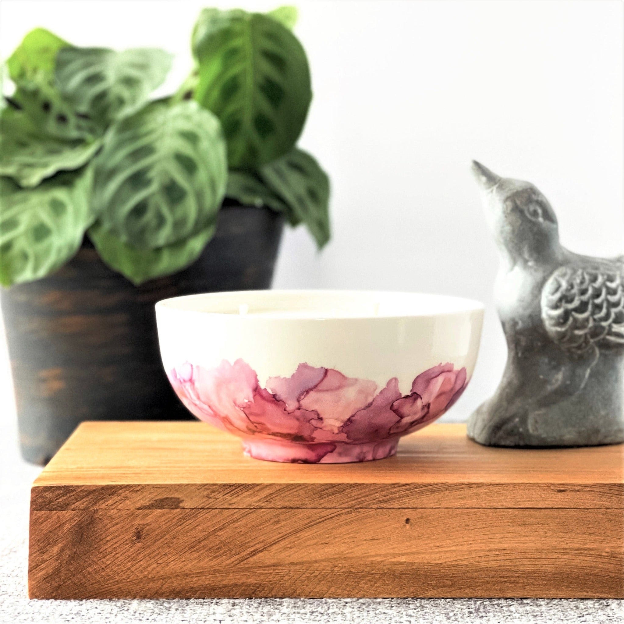 pink and white scented soy candle