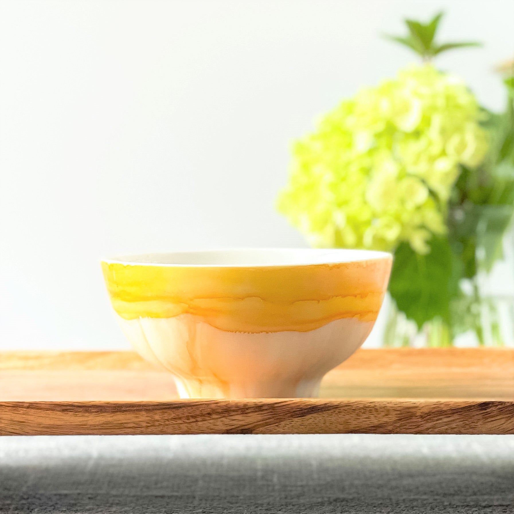 apricot and orange handpainted scented soy candle unique candle ceramic candle