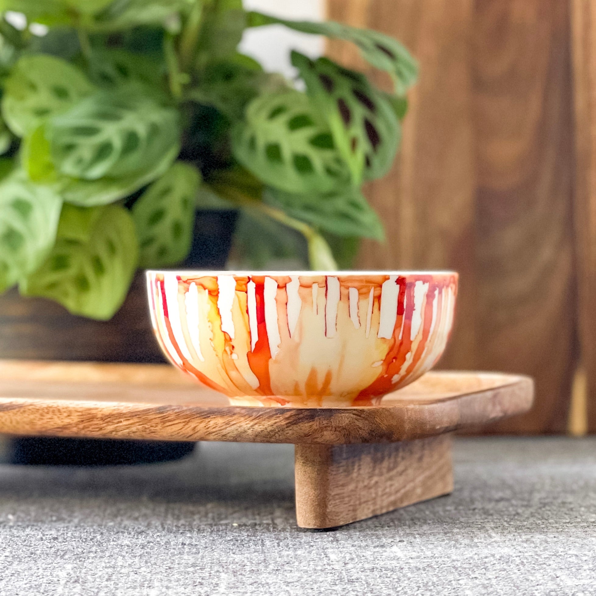 red and orange handpainted scented soy candle unique candle ceramic candle