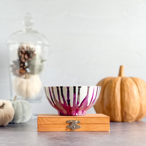 Hand painted purple and white fall candle, unique fall candle, scented soy candle for fall