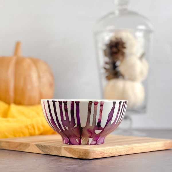 Hand painted purple and white fall candle, unique fall candle, scented soy candle for fall