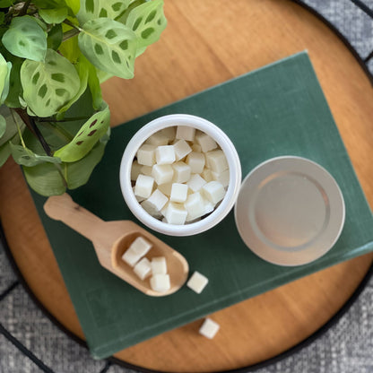 pourable wax melts in hand painted ceramic jar