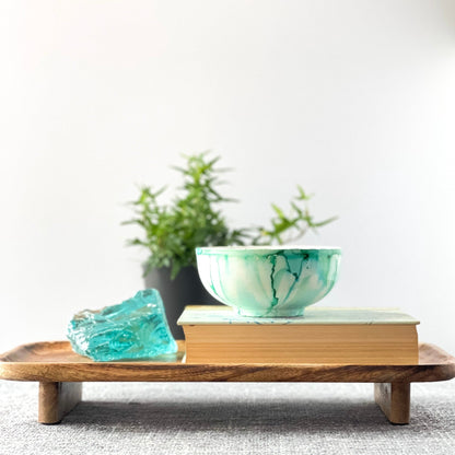 teal hand painted scented soy candle