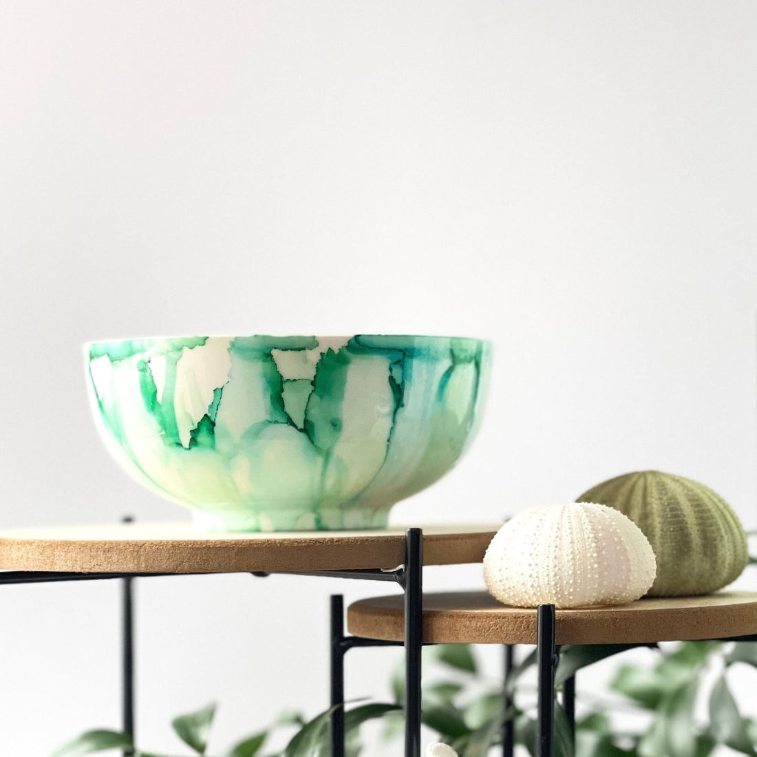 teal hand painted scented soy candle