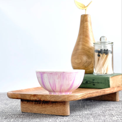 Ceramic soy candle, triple wicked, handpainted in shades of soft 