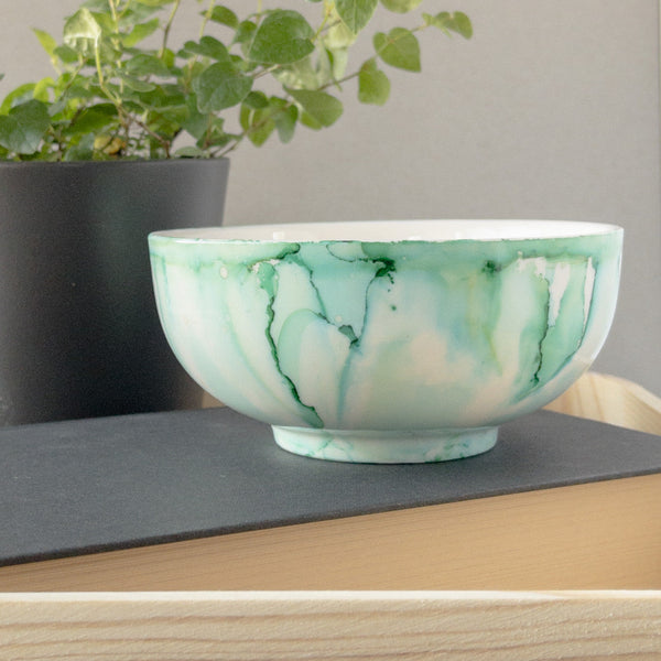 teal hand painted scented soy candle
